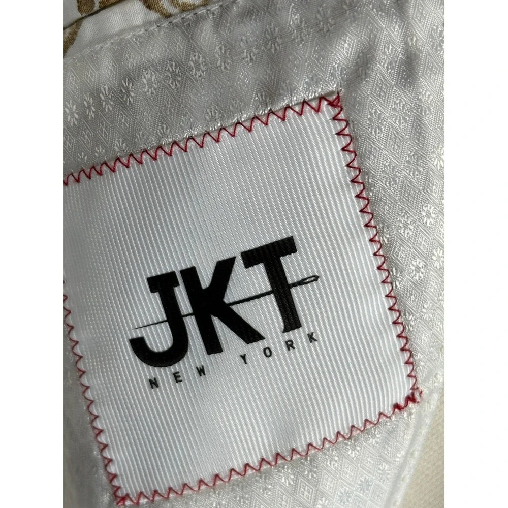 JKT New York Mens 44R 100% Silk Blazer Ivory 2-Button Sport Coat Quiet Luxury